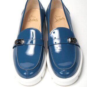 Christian Louboutin Women’s Blue Woody Patent Leather Loafers - Retail $1095